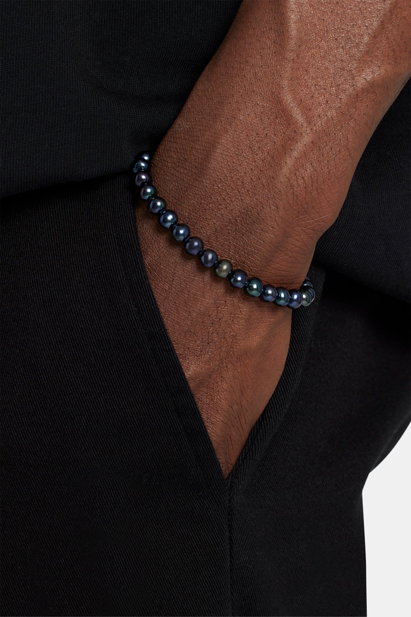 6 mm schwarzes Süßwasserperlenarmband